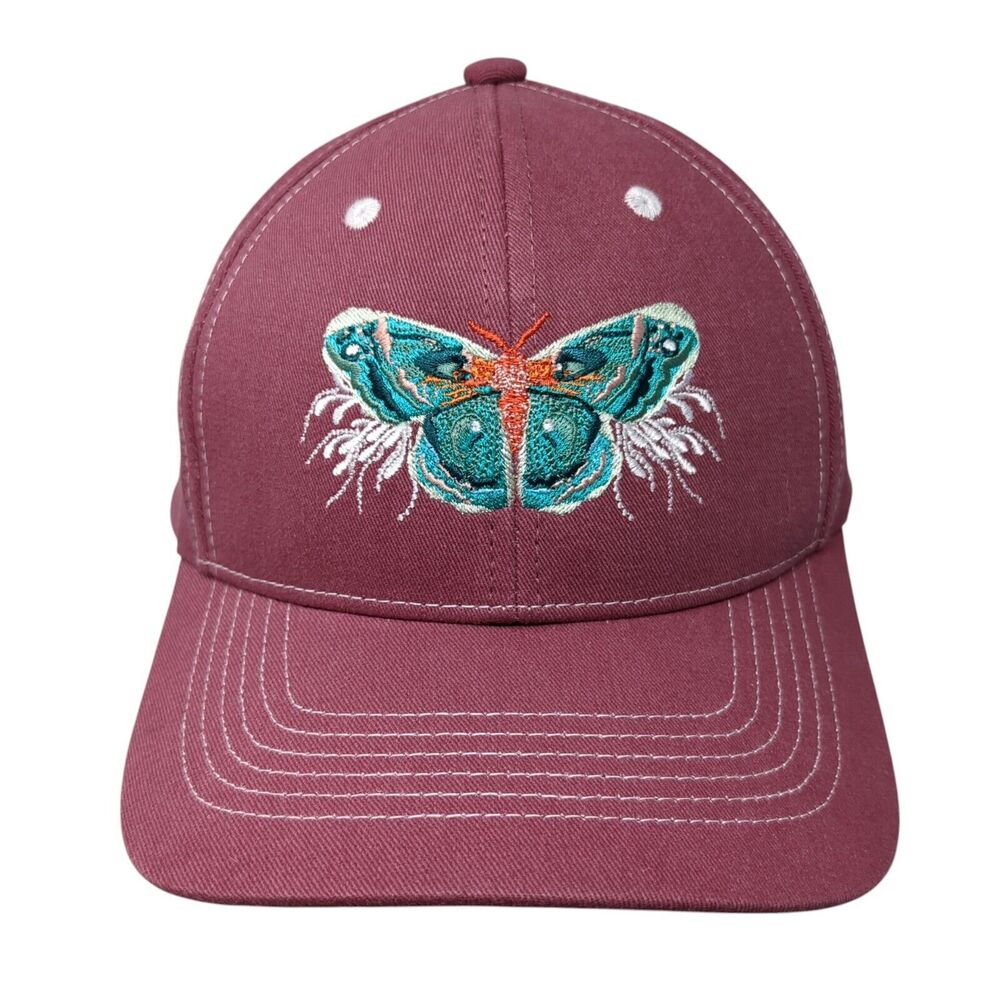 Butterfly Slideback Hat Red Large Adjustable Embroidered Fits Y'all